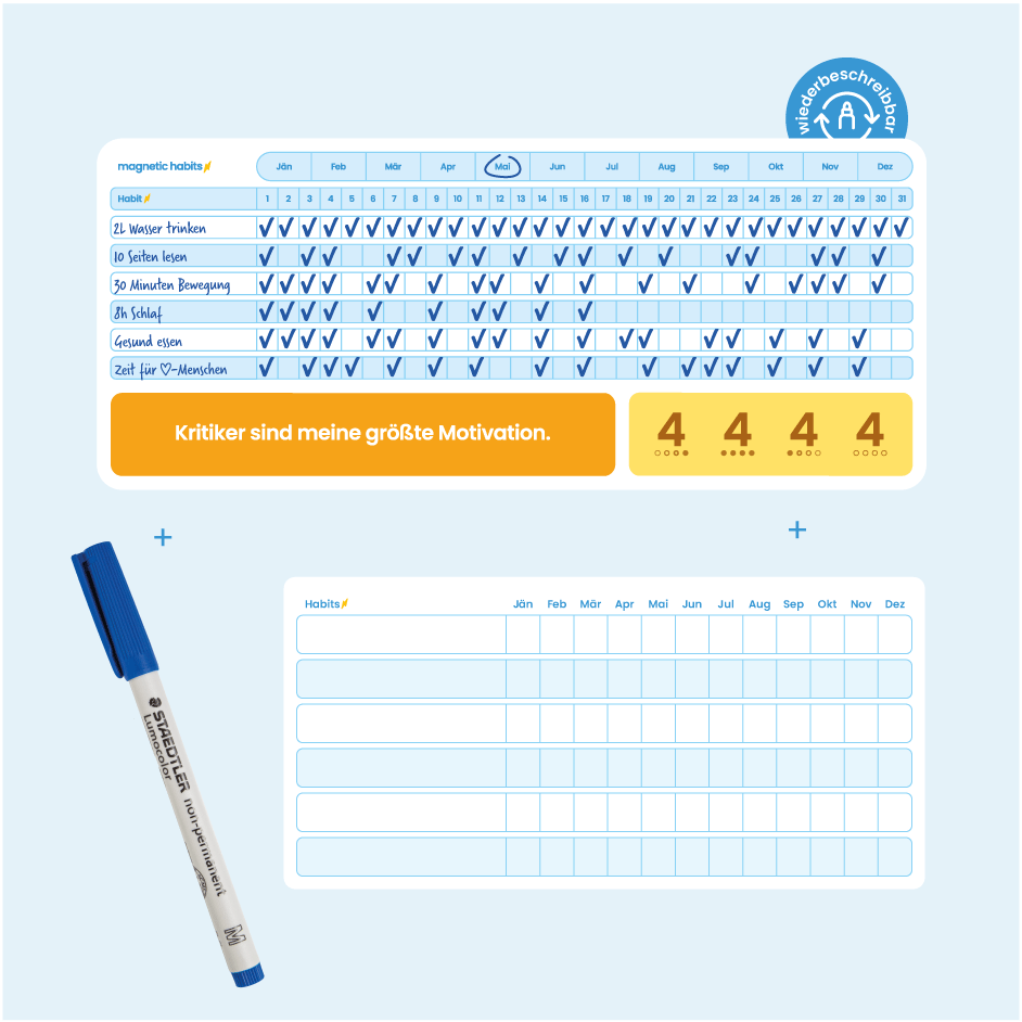 Wiederklebender Ganzjahres-Tracker für 6 Gewohnheiten