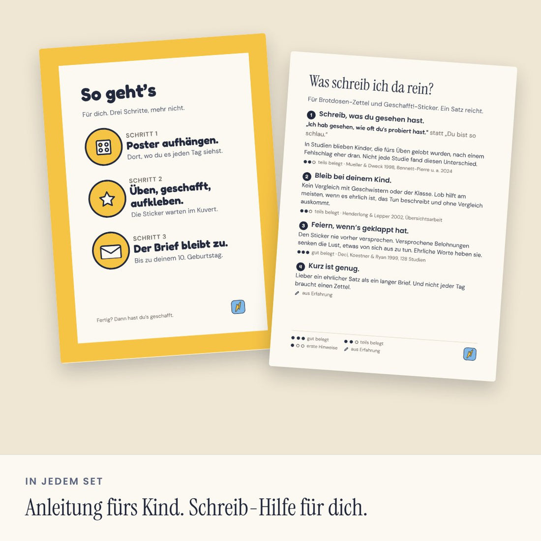 Anleitungskarte fürs Kind und Schreib-Hilfe für Eltern (Visualisierung)