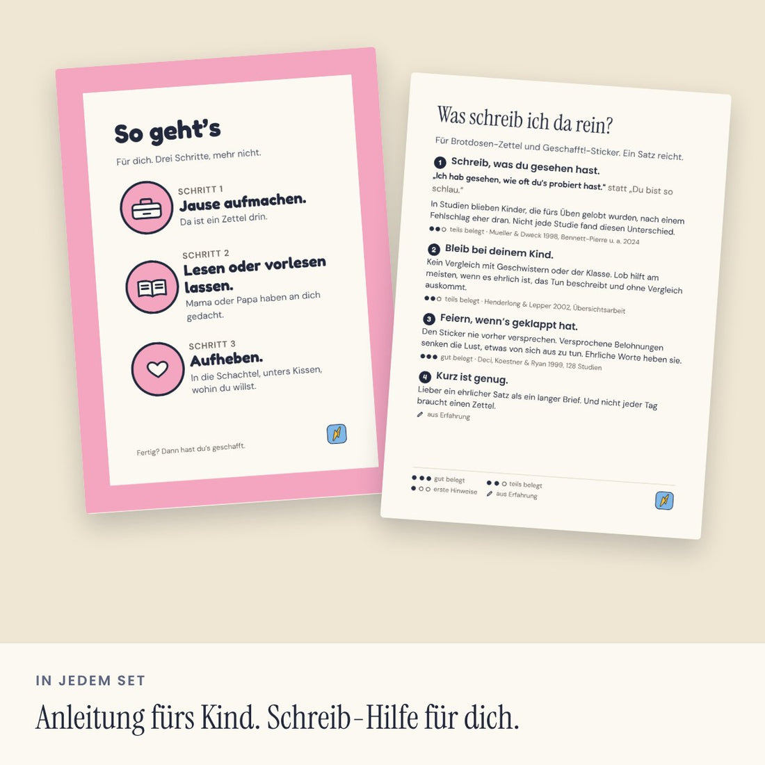 Anleitungskarte fürs Kind und Schreib-Hilfe für Eltern (Visualisierung)