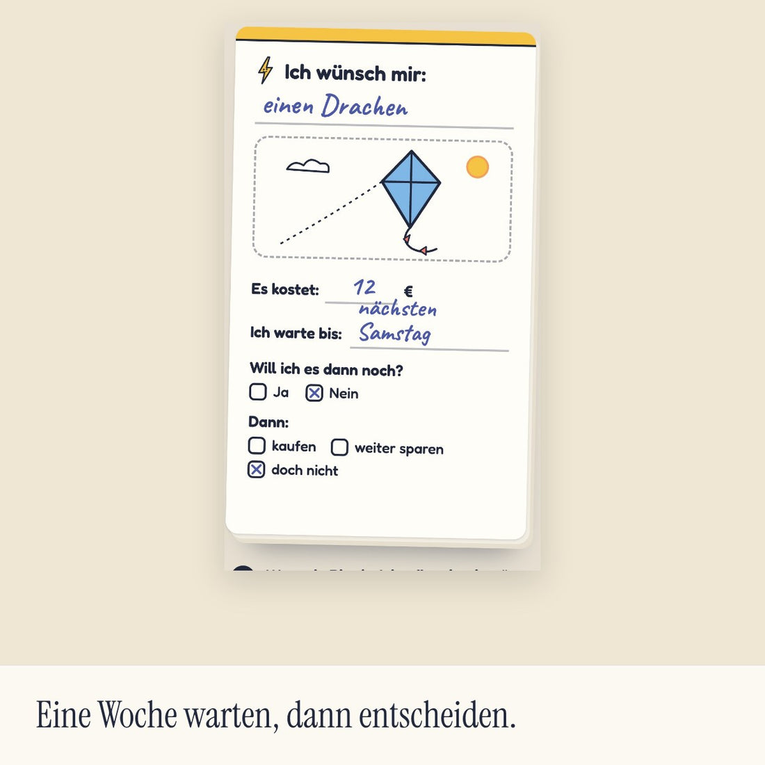 Wunsch-Block „Ich wünsch mir …“ (Visualisierung)
