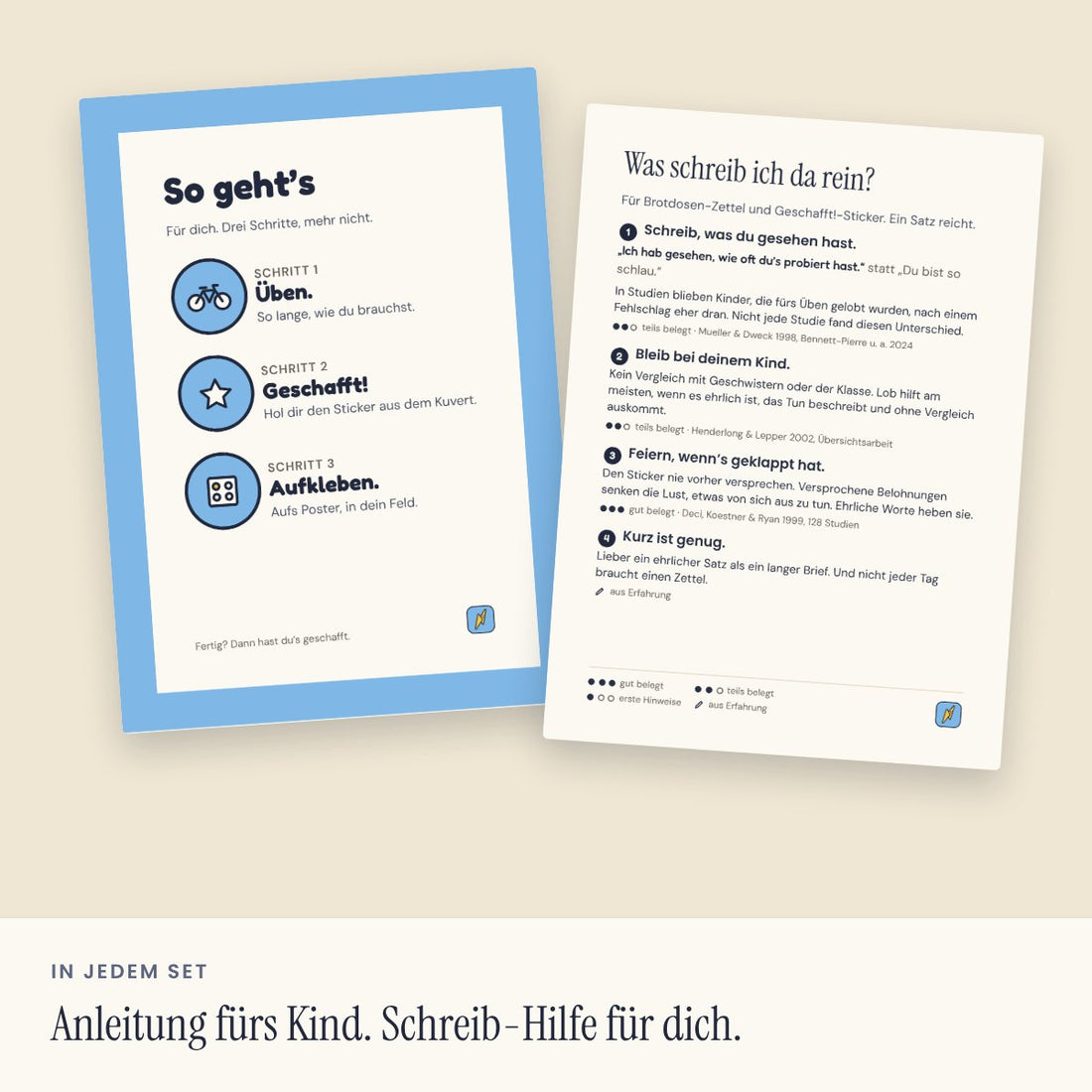 Anleitungskarte fürs Kind und Schreib-Hilfe für Eltern (Visualisierung)