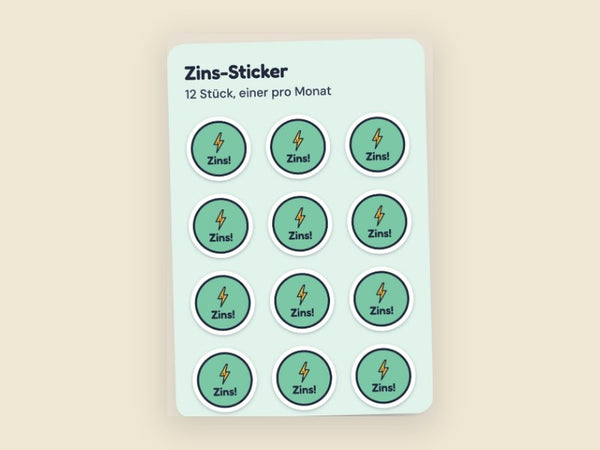 12 Zins-Sticker
