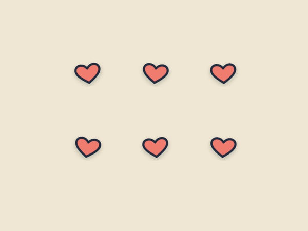 6 Herz-Sticker